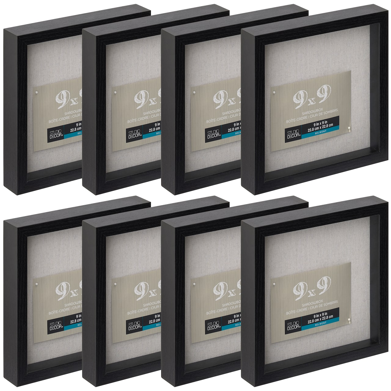 8 Pack: Black Belmont 9&#x22; x 9&#x22; Shadowbox by Studio D&#xE9;cor&#xAE;